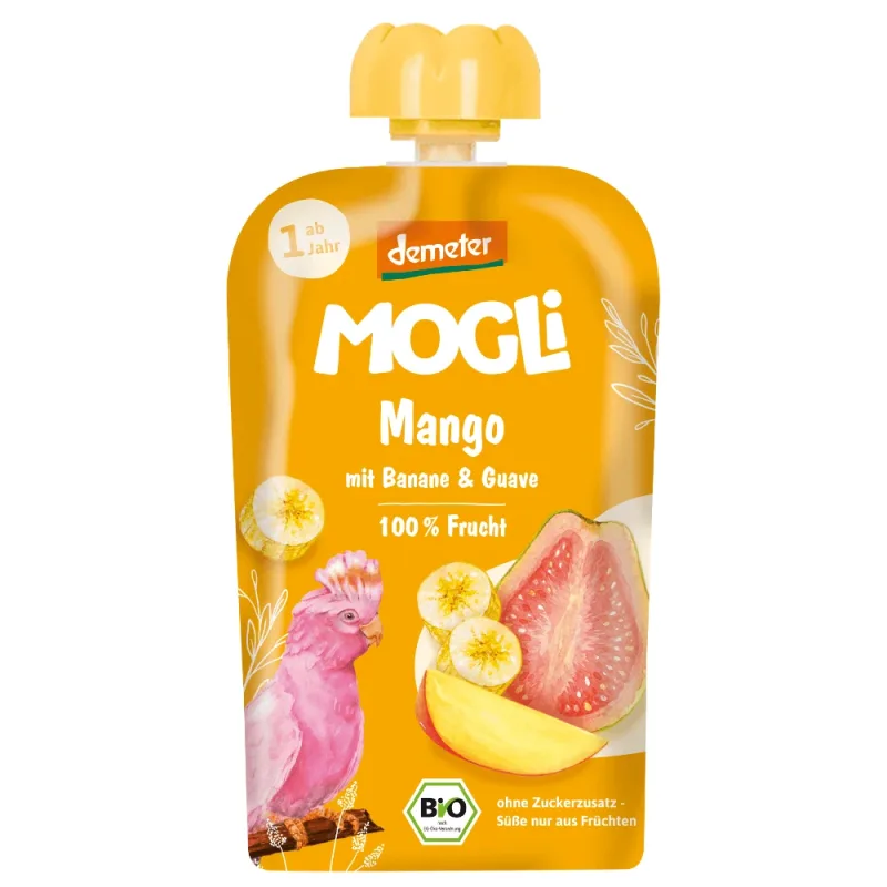 Piure eco, 1 an+, Mango, Guava si Banane, 100 g, Mogli — preț și oferte