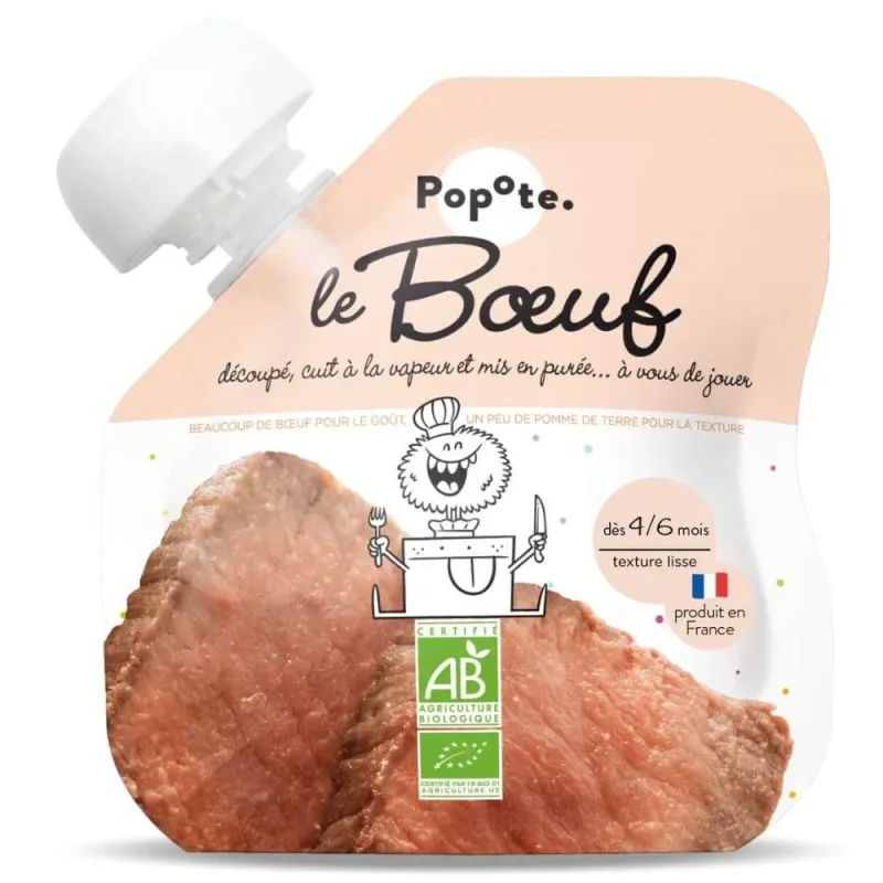Piure Bio cu 51% carne de vita, 4-6 luni, 60 g, Popote — preț și oferte