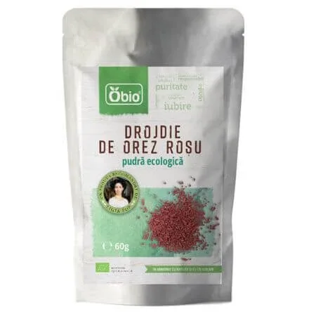 Drojdie de orez rosu pudra ecologica, 60 g, Obio — preț și oferte