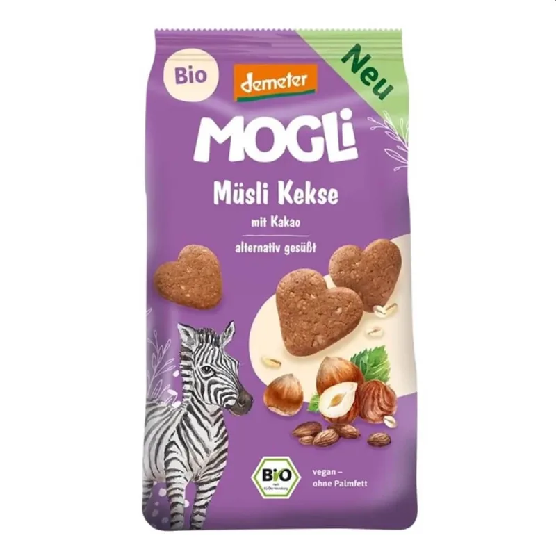 Biscuiti Bio cu musli, cacao si alune de padure, 125 g, Mogli — preț și oferte