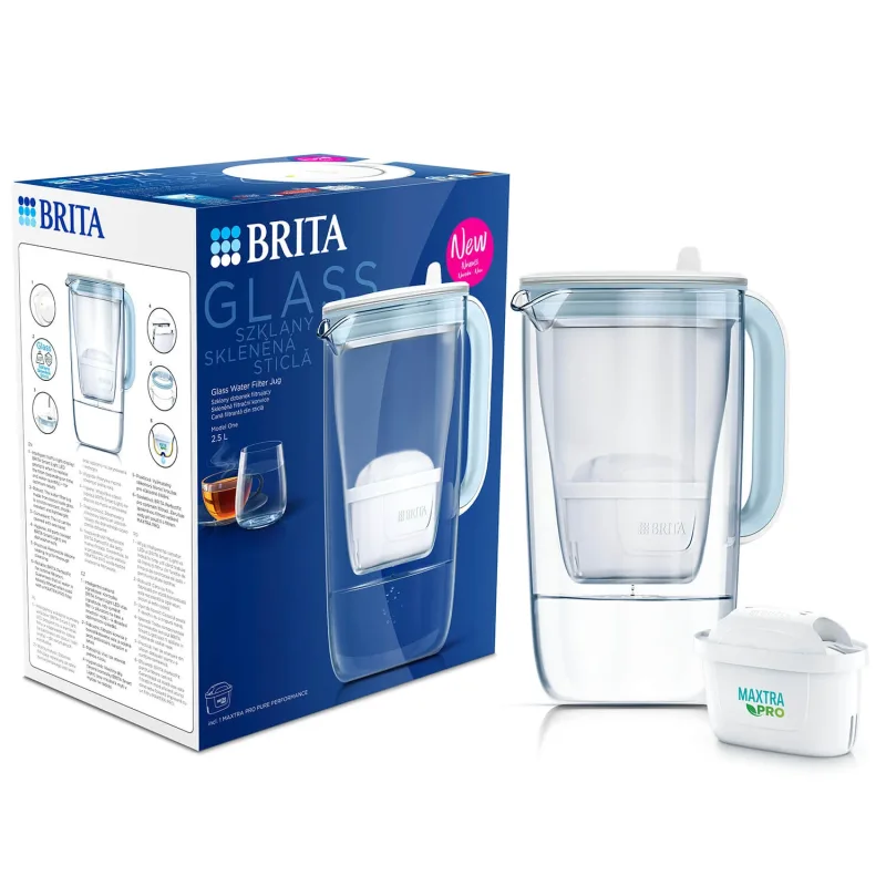 Brita Glass, ulcior cu filtru din sticlă de 2,5 l + filtru Maxtra Pro Pure Performance, 1 buc — preț și oferte