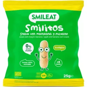 Pufuleti Smilitos Bio cu ulei de masline, banane si mere +8 luni, 25 g – Smileat