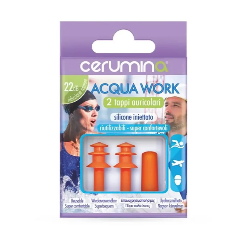 Cerumina AQUA WORK – dopuri pentru urechi din silicon injectat , 2 bucati, Pietrasanta Pharma — preț și oferte