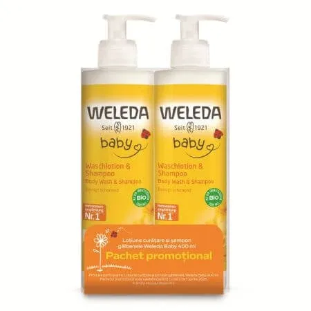 Pachet lotiune de curatare si sampon, 2 x 400 ml, Weleda — preț și oferte