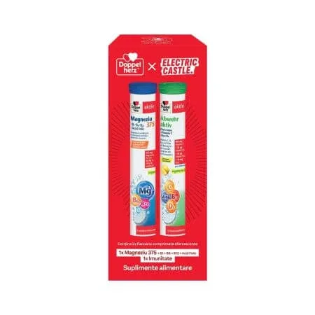 Pachet Magneziu 375 + B1 + B6 + B12  15 comprimate efervescente + Imunitate 15 comprimate efervescente, Doppelherz x Electric Castle — preț și oferte