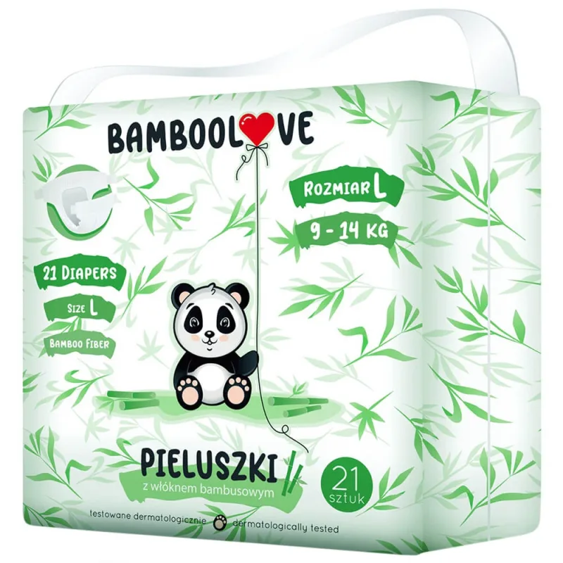 Bamboolove, scutece de unică folosință cu fibră de bambus, mărimea L, 9-14 kg, 21 bucăți — preț și oferte