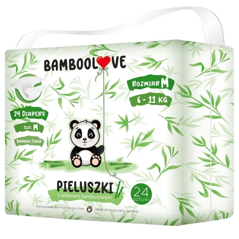 Bamboolove, scutece de unică folosință cu fibră de bambus, mărimea M, 6-11 kg, 24 bucăți — preț și oferte