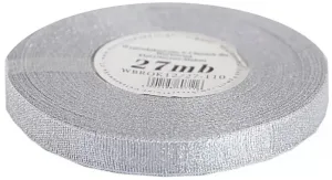 Panglică cu sclipici 12mm x 27mb, argintie, 1 buc