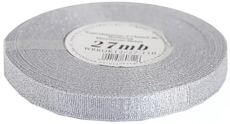 Panglică cu sclipici 12mm x 27mb, argintie, 1 buc Aliga — preț și oferte