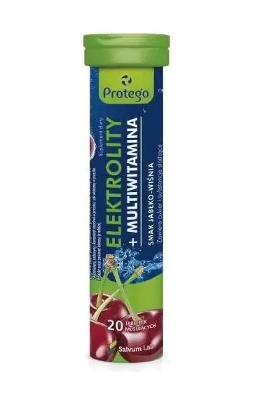 Protego Elektrolity + Multivitamine aromă de mere și cireșe, 20 comprimate efervescente — preț și oferte