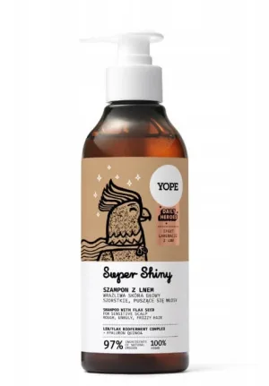Șampon Yope Super Shiny cu semințe de in 97%, 300 ml