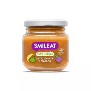 Piure Bio din pere, prune si banane +6 luni, 130 g – Smileat