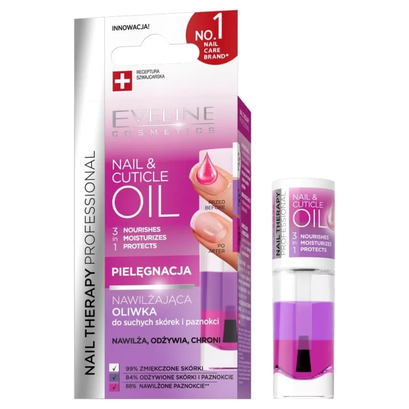 Eveline Cosmetics Nail Therapy Professional Moisturising Oil pentru cuticule și unghii uscate, 8 ml — preț și oferte
