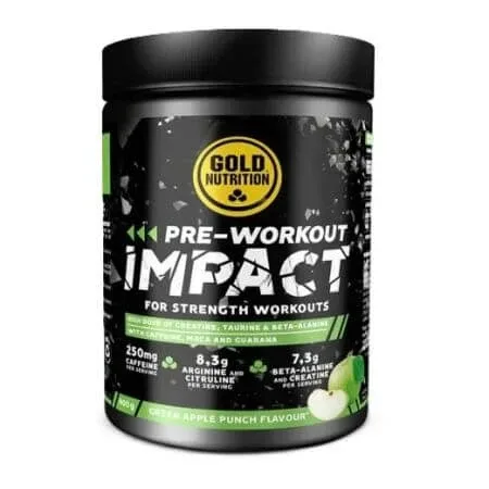 Pre-Workout Impact cu aroma de mar verde, 400 g, Gold Nutrition — preț și oferte