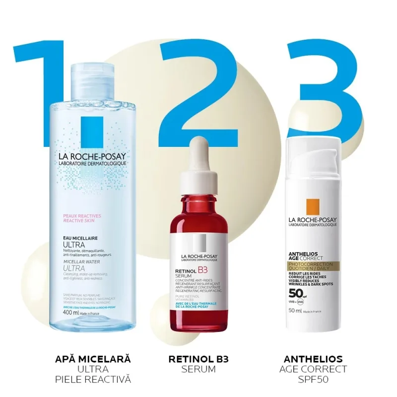 Rutina Anti-Rid pentru Ten Sensibil – Retinol, Curățare Blândă și SPF50 | La Roche-Posay LA ROCHE POSAY — preț și oferte