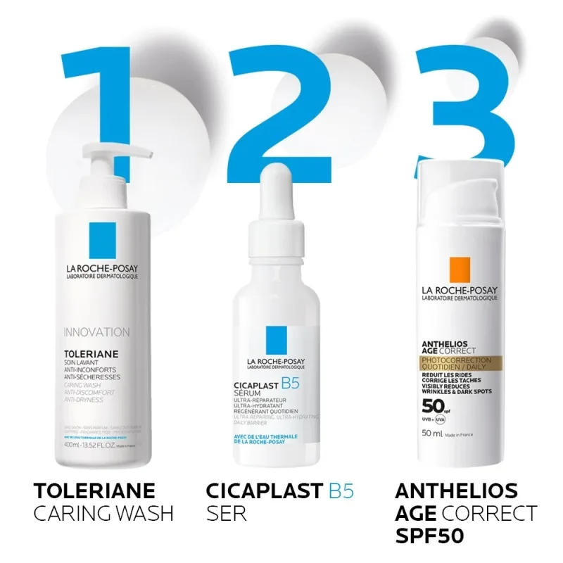 Pachet Piele Sensibila si Deshidratata – Curatare, Ser B5 si Protectie SPF50 | La Roche-Posay LA ROCHE POSAY — preț și oferte