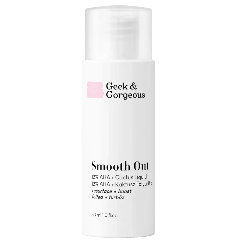 Geek &amp; Gorgeous Smooth Out, exfoliant puternic cu 12% acizi AHA și prickly pear calmant, 30 ml Geek&Gorgeous — preț și oferte