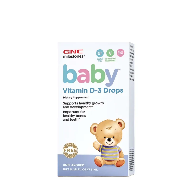 GNC Milestones Baby Vitamin D-3 Drops – 7.5 ml — preț și oferte