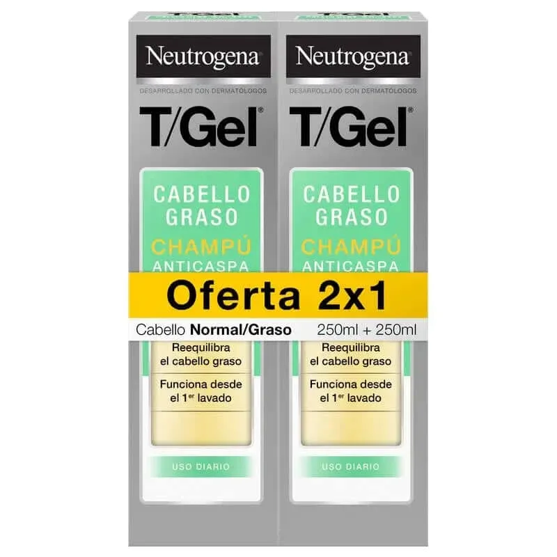 Neutrogena DUPLO T-Gel Șampon anti-mătreață Păr normal/gras, 2 x 250ml — preț și oferte