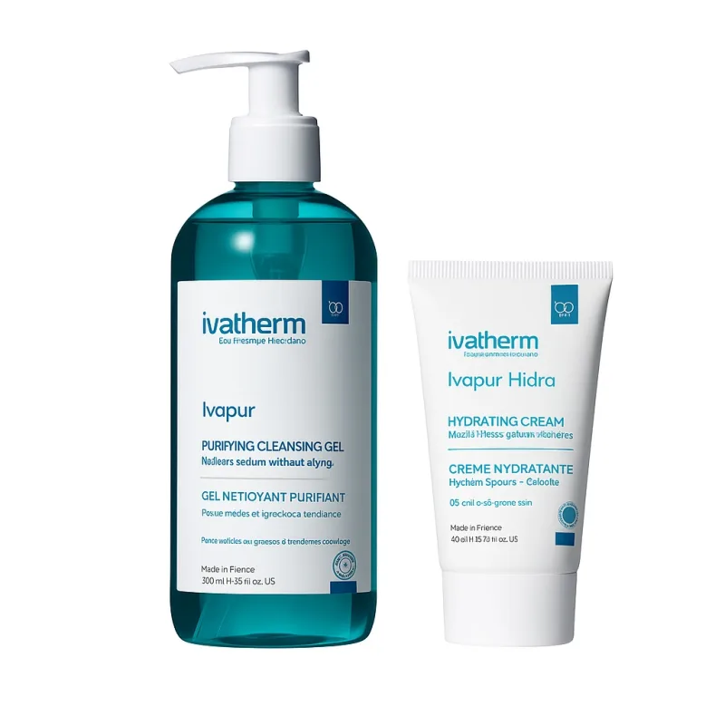 Pachet ingrijire ten acneic – Ivapur Gel Curatare 500 ml + Ivapur Hidra 40 ml IVATHERM — preț și oferte