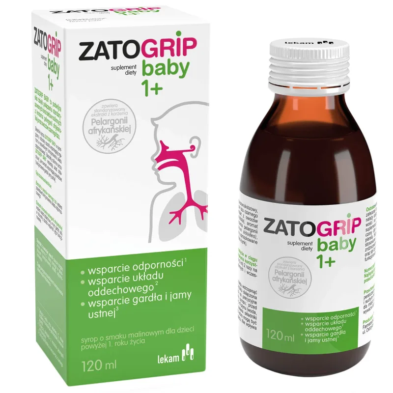ZatoGrip Baby 1+, sirop pentru copii, aromă de zmeură, 120 ml Lek Pharmaceuticals — preț și oferte