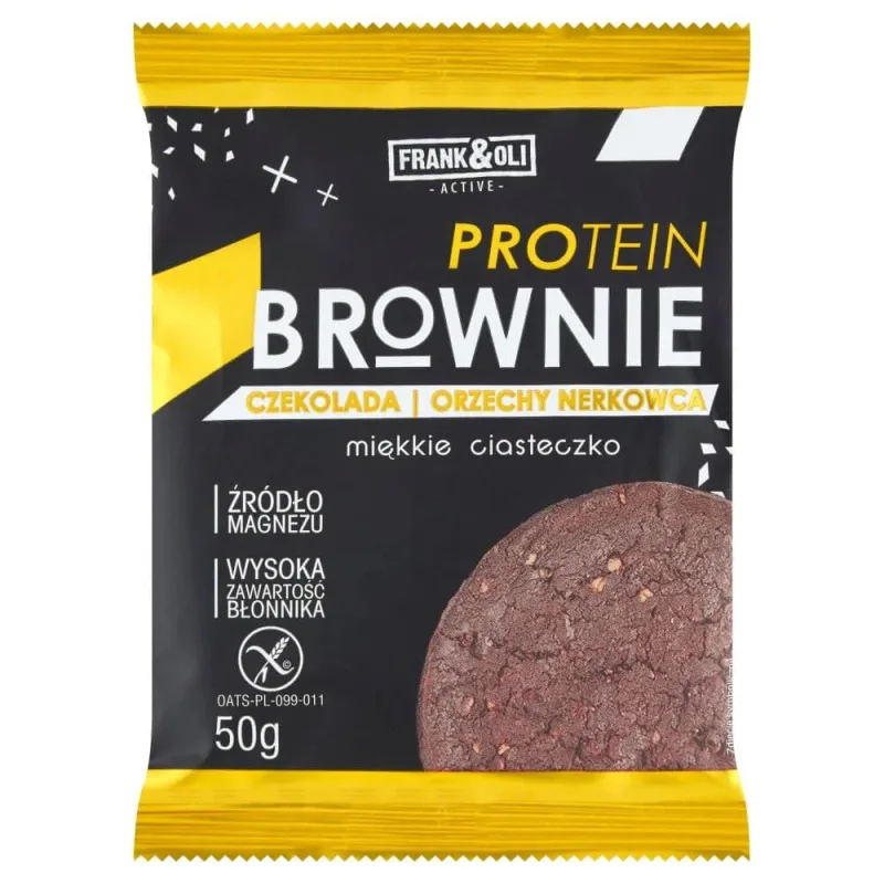 Frank&amp;Oli Protein Brownie, fursec moale, ciocolată + nuci de caju, 50 g Frank&Oli — preț și oferte