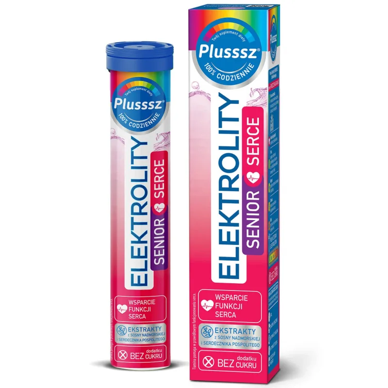 Plusssz Elektrolity Senior Serce, fără zahăr, 24 comprimate efervescente — preț și oferte