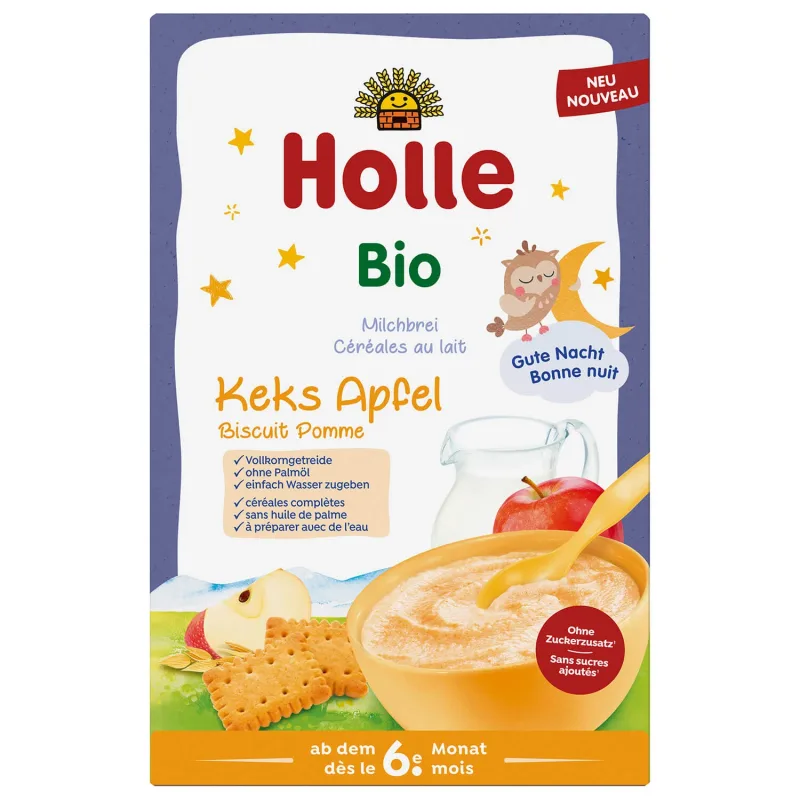 Holle Bio terci, biscuiți și mere, lăptos, de la 6 luni, 250 g — preț și oferte
