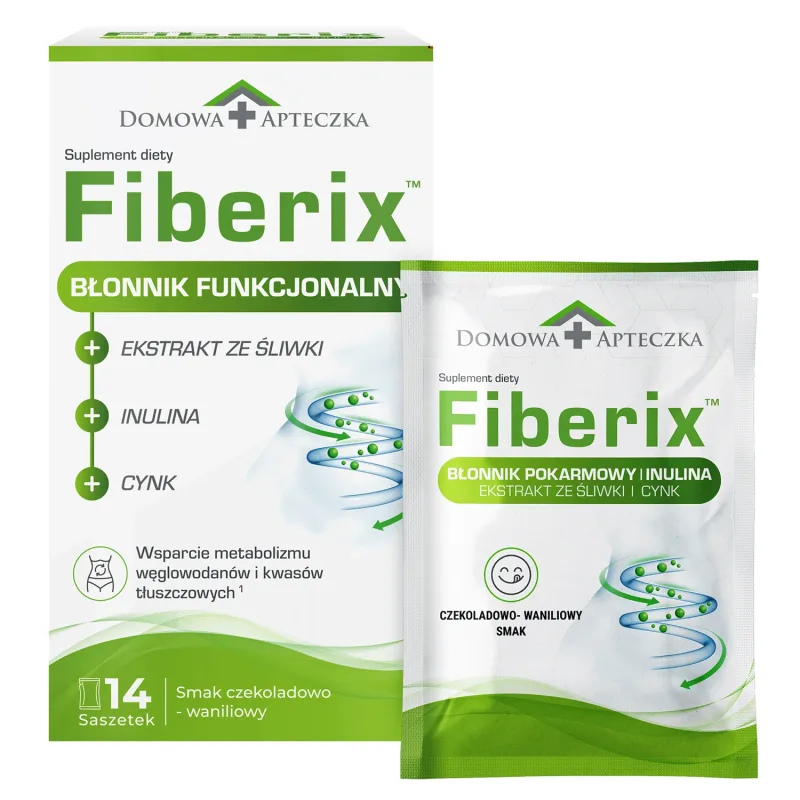 Fiberix, aromă ciocolată-vanilie, 14 pliculețe Domowa Apteczka — preț și oferte