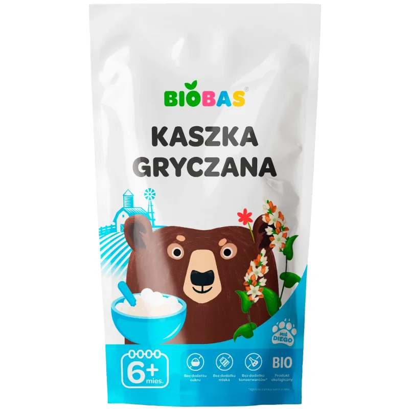 BioBas Terci de hrișcă Bio, fără zahăr adăugat, de la 6 luni, 200 g — preț și oferte