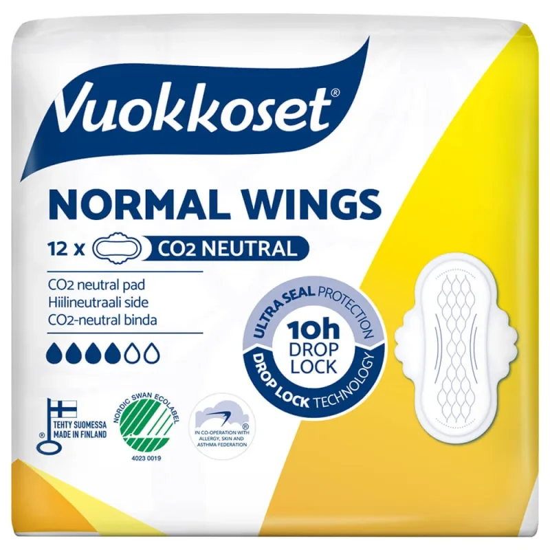 Vuokkoset Alb, șervețele sanitare cu aripi, Normal, 12 buc — preț și oferte