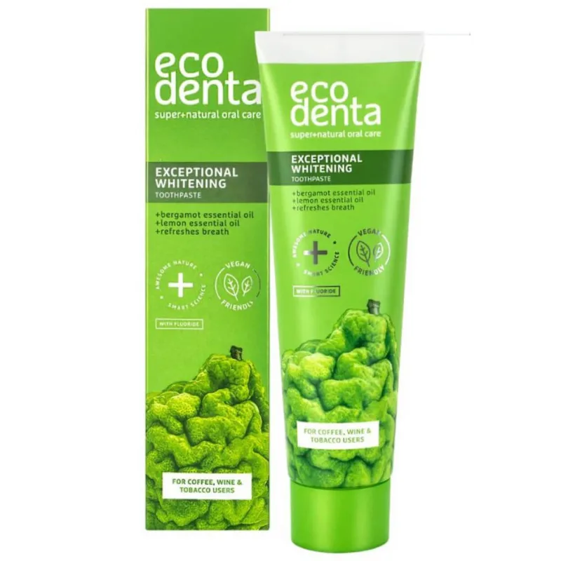 Ecodenta, pastă de dinți albitoare cu uleiuri esențiale de bergamotă, lămâie și calendula, 100 ml — preț și oferte