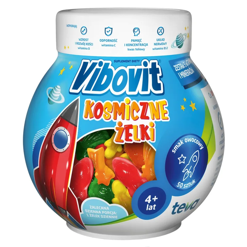 Vibovit Cosmic Jelly, peste 4 ani, aromă de fructe, 50 bucăți TEVA PHARMACEUTICALS — preț și oferte
