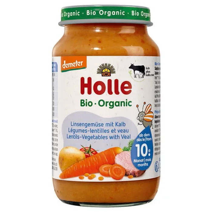 Farfurie Holle Bio, linte și legume cu vițel, de la 10 luni, 220 g Holle Baby — preț și oferte