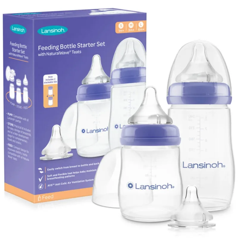 Lansinoh, kit de pornire, biberoane cu tetine NaturalWave — preț și oferte