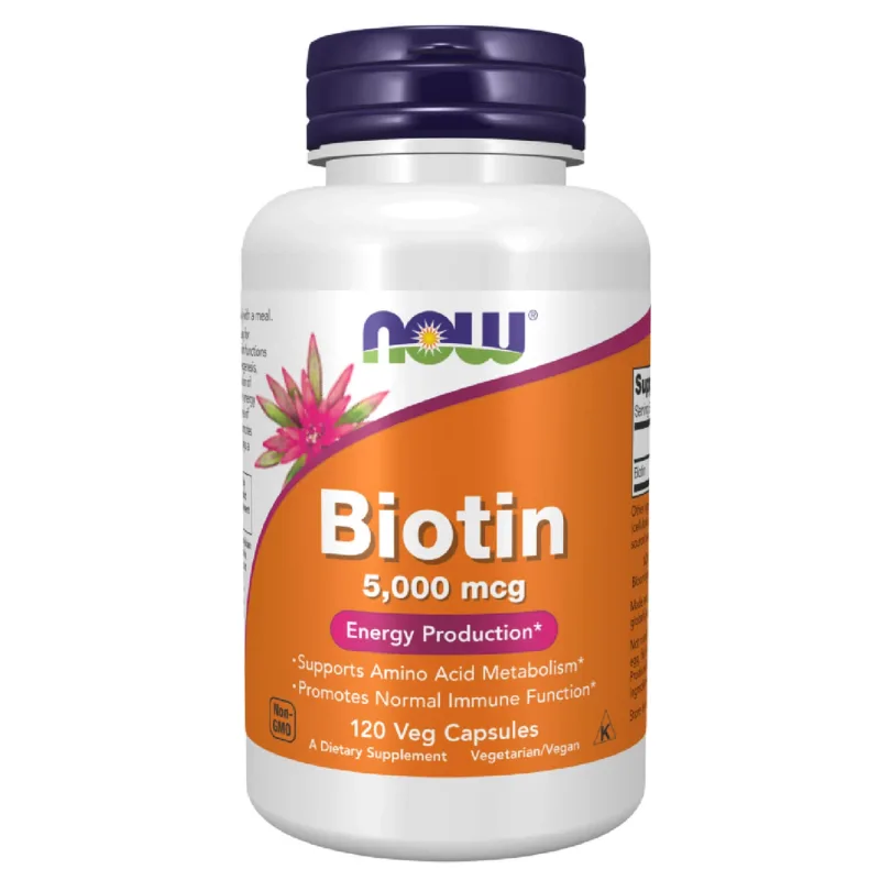 Now Foods Biotin, biotină 5000 µg, 120 capsule vegetariene — preț și oferte