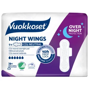 Vuokkoset alb, șervețele sanitare Night Wings, Night Wings, 9 buc
