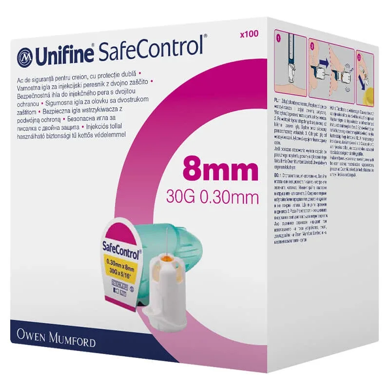 Unifine SafeControl, ace stilou, 30G, 8 mm, 100 bucăți LabHome — preț și oferte