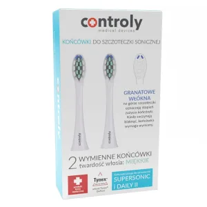 Controly, vârfuri de schimb pentru periuța de dinți sonică Supersonic și Daily II, alb, moale, 2 bucăți