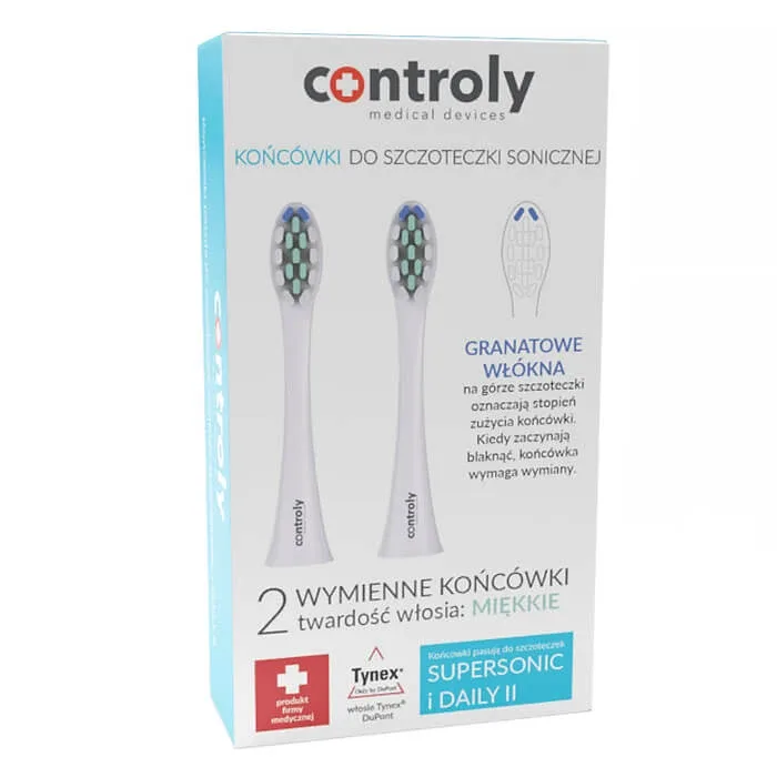 Controly, vârfuri de schimb pentru periuța de dinți sonică Supersonic și Daily II, alb, moale, 2 bucăți — preț și oferte