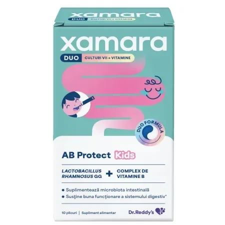 Xamara Duo AB Protect Kids cu aroma de fructe de padure, 10 plicuri, Dr. Reddys DR. REDDY`S — preț și oferte