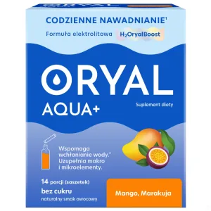 Oryal Aqua+ Mango, fructul pasiunii, fără zahăr, 14 pliculețe