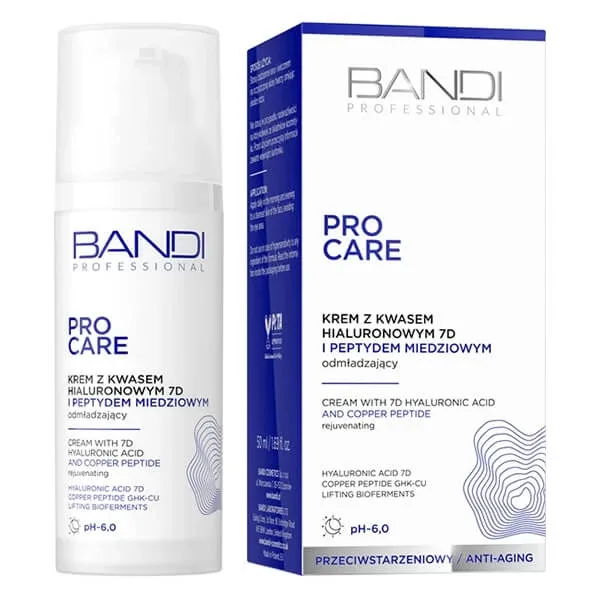 Bandi Professional Pro Care, cremă anti-îmbătrânire cu acid hialuronic 7D și peptidă de cupru, 50 ml — preț și oferte