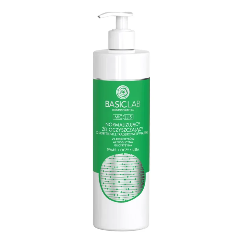 BasicLab Micellis, gel de curățare normalizant pentru ten gras, acneic și sensibil, 300 ml — preț și oferte