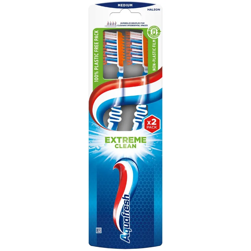 Set periuțe de dinți Aquafresh Extreme Clean, mediu, 2 bucăți — preț și oferte