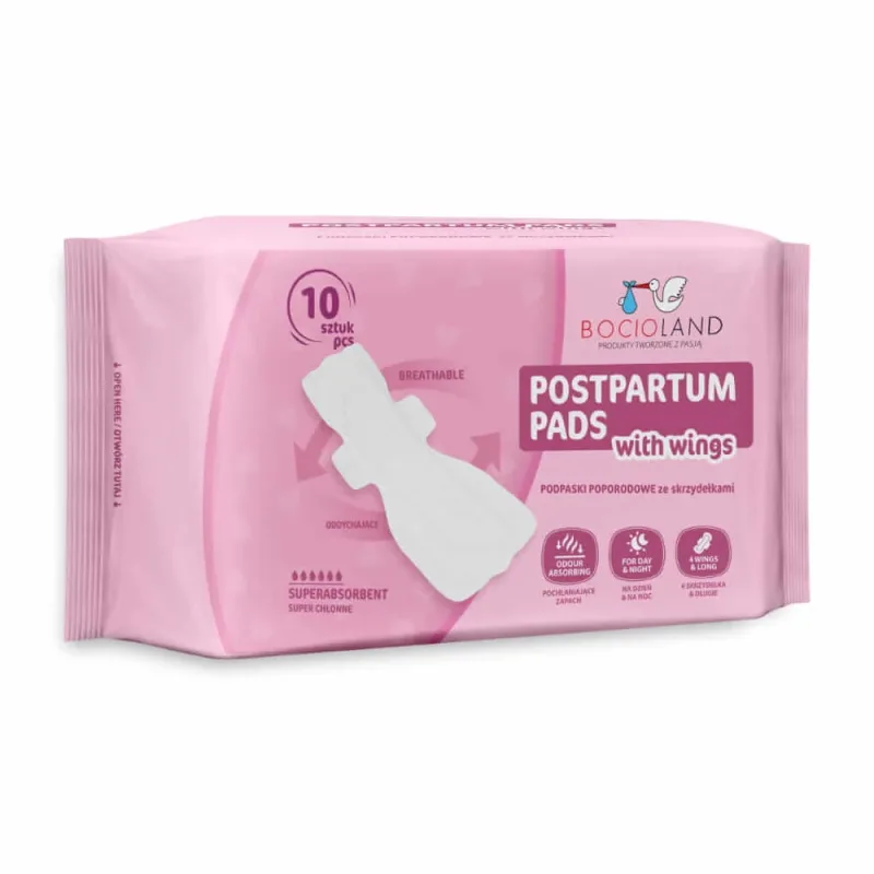 Bocioland, tampoane postnatale cu aripi, foarte absorbante, zi și noapte, 10 bucăți — preț și oferte