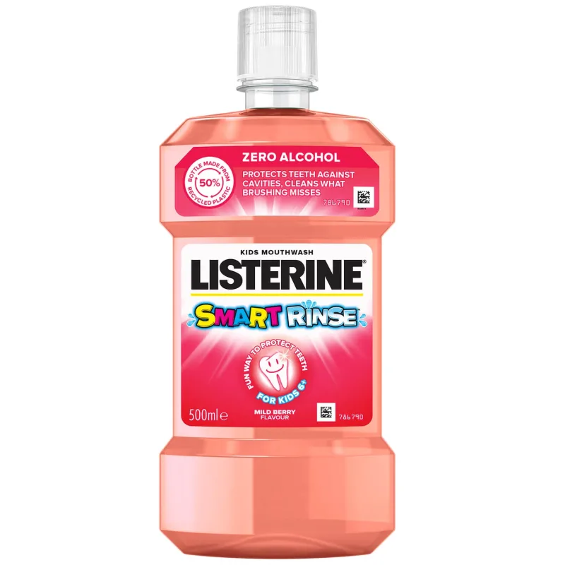 Listerine Smart Rinse Mild Berry, apă de gură, pentru copii cu vârsta de peste 6 ani, 500 ml — preț și oferte