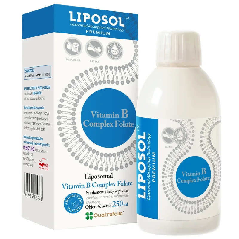 Liposol Liposomal Vitamina B Complex Folat, 250 ml Aliness — preț și oferte