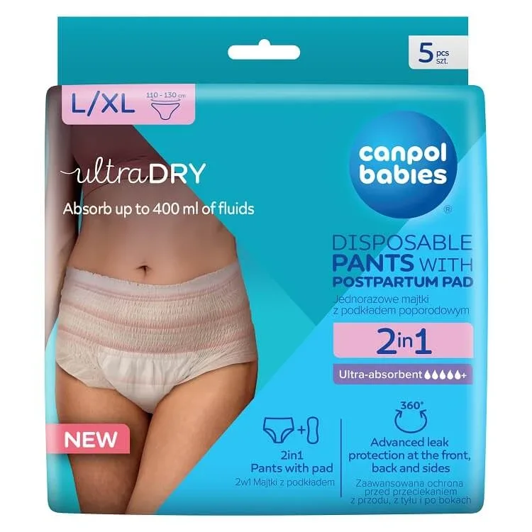 Canpol Babies, slip postnatal respirabil 2 în 1, cu tampon, de unică folosință, mărimea L/XL — preț și oferte