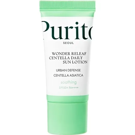 Crema de fata Wonder Releaf Centella Daily Sun Lotion Mini SPF 50+ PA++++, 15 ml, Purito — preț și oferte